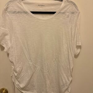 Old Navy White Ruched Short Sleeve T-Shirt